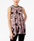 Alfani Petite Floral-print Embellished Top, Only At Macy's