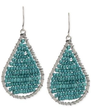 Kenneth Cole New York Silver-tone Woven Bead Teardrop Earrings