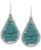 Kenneth Cole New York Silver-tone Woven Bead Teardrop Earrings