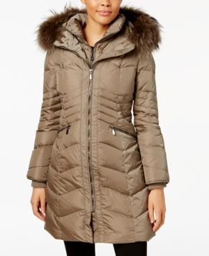1 Madison Expedition Asiatic Raccoon-fur-trim Chevron Puffer Coat