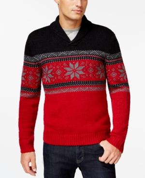 Club Room Big And Tall Fairisle Shawl-collar Sweater, Only At Macy's