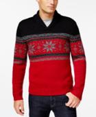 Club Room Big And Tall Fairisle Shawl-collar Sweater, Only At Macy's
