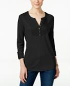 Karen Scott Pintucked Henley Top, Only At Macy's