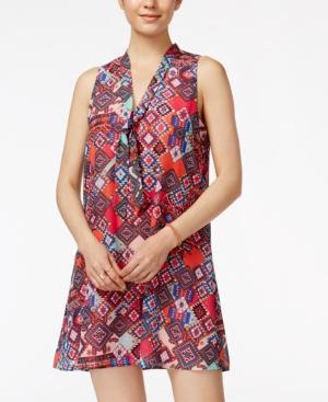 Be Bop Juniors' Printed Tie-neck Shift Dress