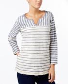 Style & Co Striped Fringe-hem Top, Only At Macy's