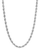 "14k White Gold Necklace, 20"" Hollow Rope Chain"