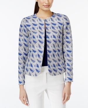Tahari Asl Open-front Printed Jacquard Jacket
