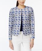 Tahari Asl Open-front Printed Jacquard Jacket