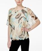 Alfani Printed Mesh Blouson Petite Top, Only At Macy's