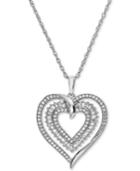 Diamond Heart Openwork Pendant Necklace (1/2 Ct. T.w.) In 14k White Gold