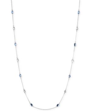 Givenchy Silver-tone Long Blue Crystal Statement Necklace