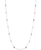 Givenchy Silver-tone Long Blue Crystal Statement Necklace