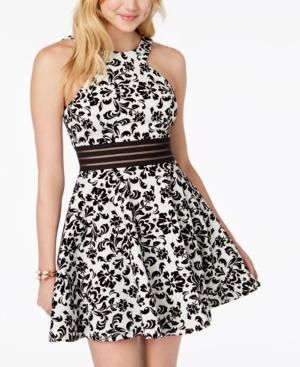 City Studios Juniors' Flocked Fit & Flare Dress