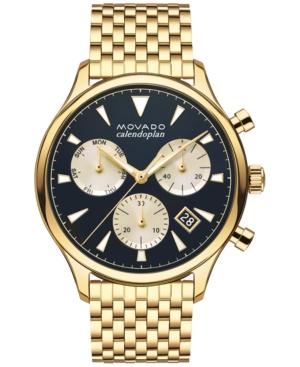 Movado Men's Swiss Chronograph Heritage Gold-tone Stainless Steel Bracelet Watch 43mm 3650015