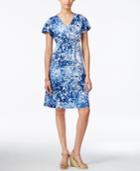 Ny Collection Petite Printed Twist-front Dress