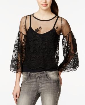 Bar Iii Butterfly-sleeve Lace Top, Only At Macy's