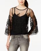 Bar Iii Butterfly-sleeve Lace Top, Only At Macy's