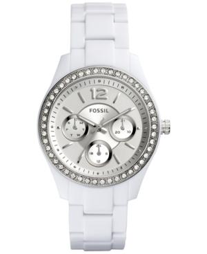 Fossil Women's Stella Crystal Accented White Bracelet Watch 38mm Es3813