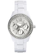 Fossil Women's Stella Crystal Accented White Bracelet Watch 38mm Es3813