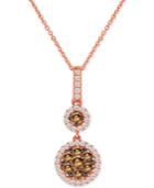 Le Vian Chocolatier Diamond Double Circle Pendant Necklace (3/4 Ct. T.w.) In 14k Rose Gold