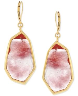 Vince Camuto Rose Gold-tone Pink Stone Drop Earrings