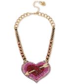 Betsey Johnson Gold-tone Pave Heart Arrow Statement Necklace
