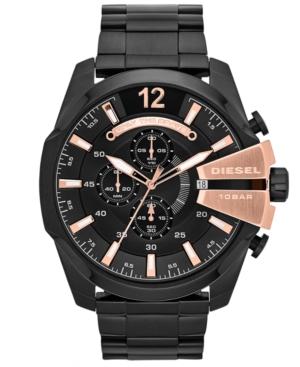 Diesel Men's Chronograph Mega Chief Black Ion-plated Stainless Steel Bracelet Watch 59x51mm Dz4309