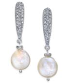 Inc International Concepts Silver-tone Pave And Imitation Pearl Drop Earrings, Only At Macy's