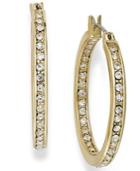 Charter Club Gold-tone In/out Crystal Hoop Earrings