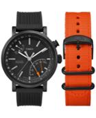 Timex Men's Metropolitan Interchangeable Black & Orange Silicone Strap Watch Set 42mm Twg012600za