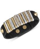 The Sak Gold-tone Black Leather Slider Accent And Stud Bracelet