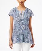 Style & Co. Printed Handkerchief-hem Top, Only At Macy's