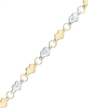 10k White And Yellow Gold Bracelet, Two-tone Diamond-cut Stampato Bracelet