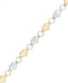 10k White And Yellow Gold Bracelet, Two-tone Diamond-cut Stampato Bracelet