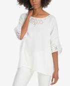 Max Studio London Cotton Eyelet-trim Top, Created For Macy's