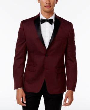 Alfani Men's Slim-fit Burgundy Micro-grid Dinner Jacket, Only At Macy's