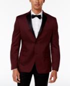 Alfani Men's Slim-fit Burgundy Micro-grid Dinner Jacket, Only At Macy's