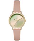 Dkny Women's Modernist Pink Leather Strap Watch 32mm, Created For Macy's
