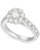 Diamond Flower Engagement Ring (2 Ct T.w.) In 14k White Gold