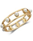 Alfani Gold-tone Imitation Pearl Openwork Bangle Bracelet, Created For Macy's