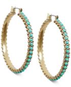 Lucky Brand Gold-tone Stone Bead Hoop Earrings