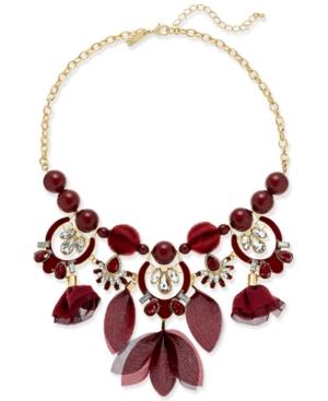 Inc International Concepts Gold-tone Stone, Crystal & Mesh Fabric Statement Necklace, Created For Macy's