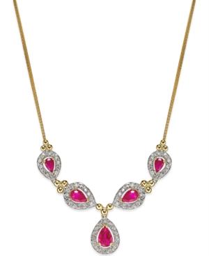 Ruby (2-3/8 Ct. T.w.) And Diamond (1/2 Ct. T.w.) Necklace In 14k Gold