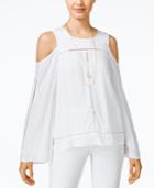 Xoxo Juniors' Cold-shoulder Bell-sleeve Top