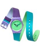 Swatch Women's Swiss Fun In Blue Multicolor Silicone Wrap Strap Watch 25mm Lv117