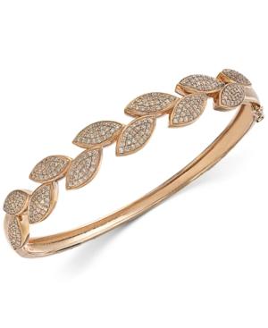 Effy Diamond Pave Leaf Bangle Bracelet In 14k Rose Gold (1-3/8 Ct. T.w.)
