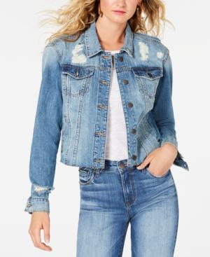 Sts Blue Distressed Cropped Cotton Denim Jacket