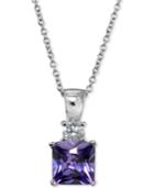 Giani Bernini Cubic Zirconia Square Pendant Necklace In Sterling Silver, Created For Macy's
