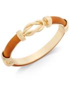 Charter Club Gold-tone Camel Faux-leather Knot Hinged Bangle Bracelet, Only At Macy's
