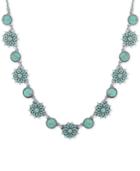 Lucky Brand Silver-tone Blue Stone Collar Necklace